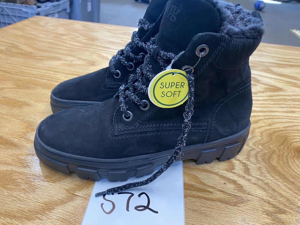 Paul Green Joaquin Shearling Boots Women's 8 Black Xtralight Sole Outdoor S72